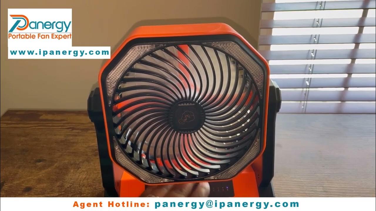 Panergy Camping Fan with LED Lantern, 20000mAh Battery Operated Jobsite Fan  with Light & Hook, 270° Pivot, 4 Speeds, Portable Fan for Camping