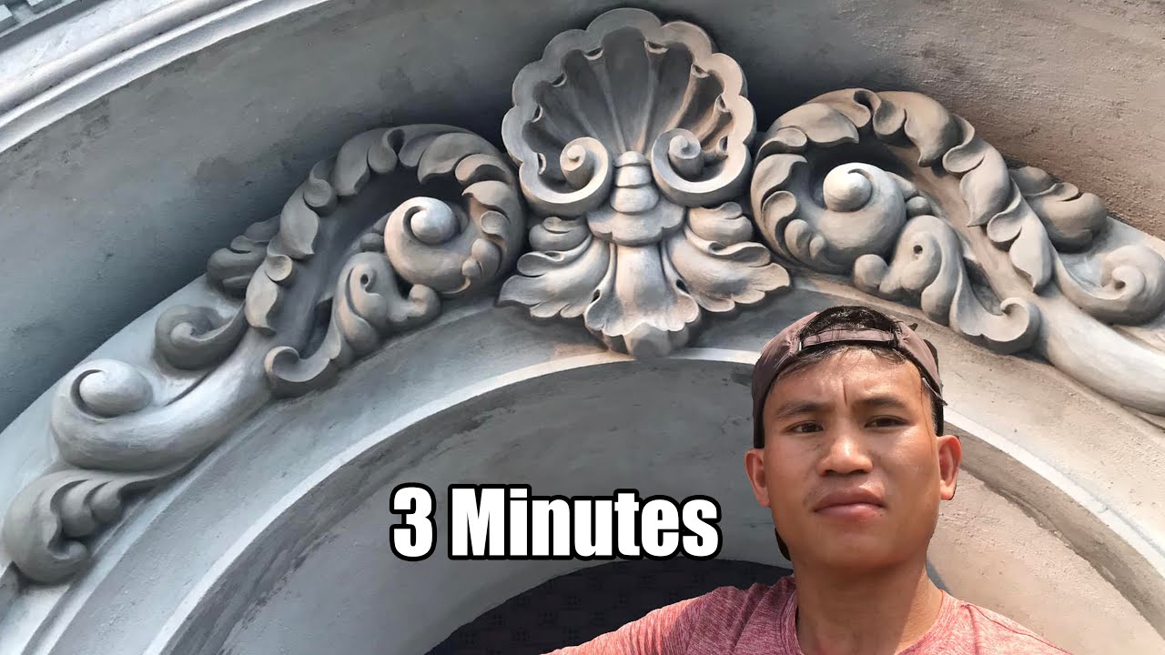 3 minutes ! He handcrafted bas-relief patterns with cement and sand ...