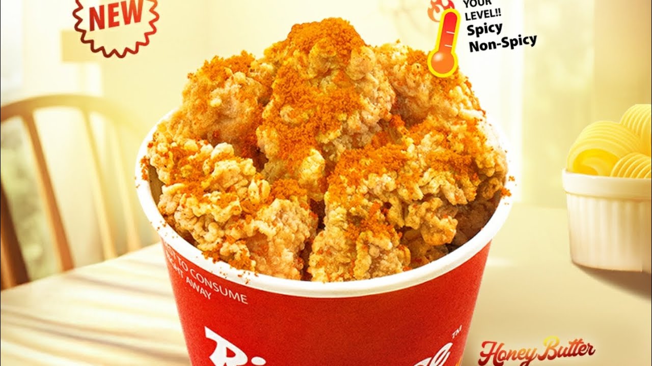 mukbang review honey butter chicken bites, nugget, fries by Richeese ...