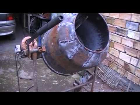 Homemade concrete mixer- first test - YouTube