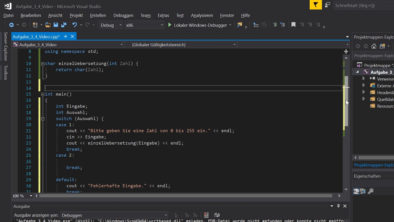 Update New C++ Programmierung | Aufgaben 3 und 4 - ASCII- Zeichen Ausgabe