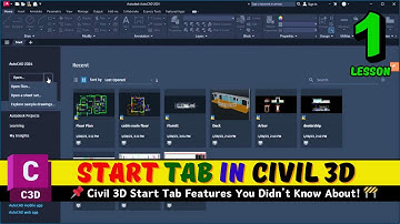 Start Tab in Autocad Civil 3D | Lesson 1 | #Civil #3D #Tutorials for Beginners