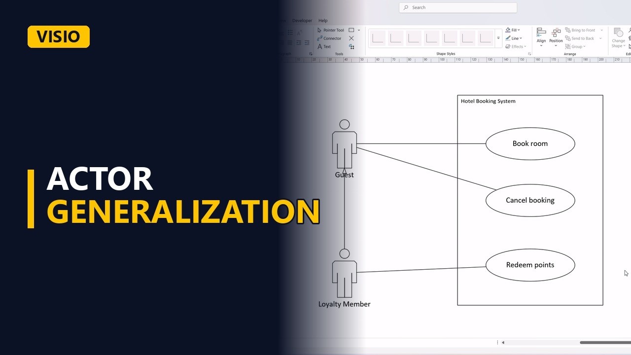 Actor Generalization in Use Case Diagrams (UML in Visio)