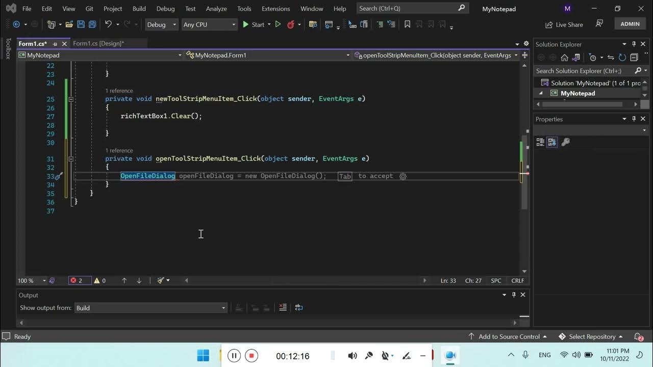 How to make Notepad in visual studio 2022 C Visual programming Urdu