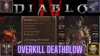 Diablo 4 - Shoutless Deathblow Overkill Barbarian Build