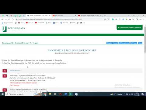 how to upload documents in Tor Vergata University Italy