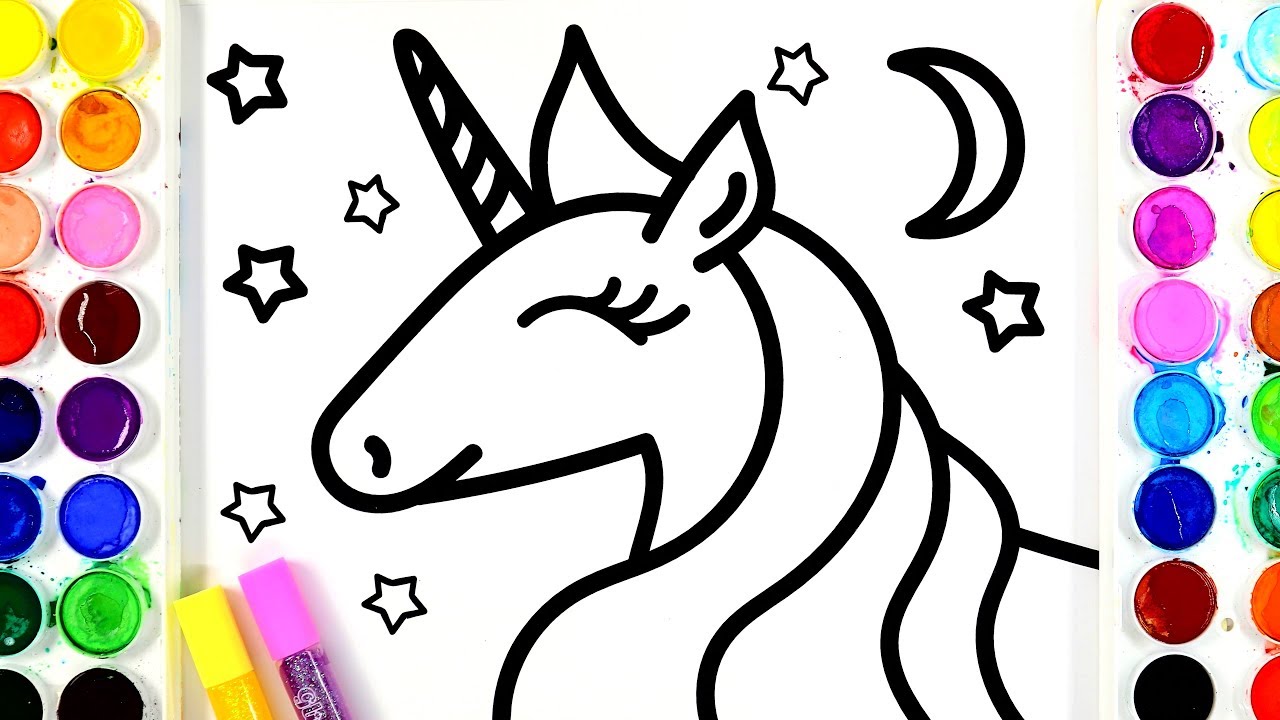 Coloring and Painting Dreaming Unicorn Coloring Page