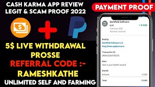 Cashkarma Referral Code 5$ Live withdrawal Process | Cashkarma App Legit & Scam proof 2022 |