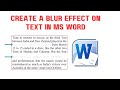 How to Create a Blur Effect on Text in MS Word | Hide or Blur Text | Blur Your Text in Minutes