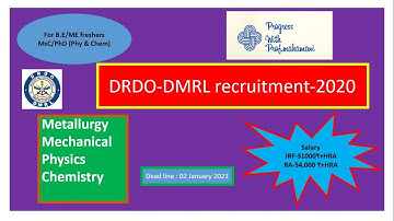 DRDO| Defense Metallurgical Research Laboratory Recruitment 2020 | Progress with Prof.Mahamani