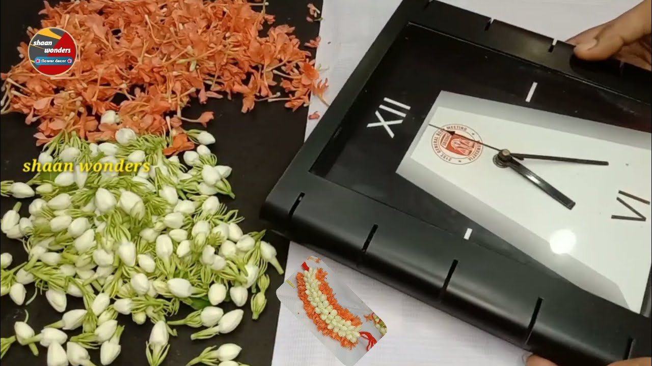 పెళ్లిలో పెళ్ళికూతురి కి అలంకరించే మల్లి పూల veni తయారీ using గడియారం/Wedding Poola Jada Veni Making