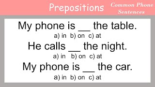 English Grammar Practice. English prepositions. Practice and Speak English with Common Sentences.