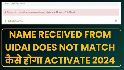 Name Received from UIDAI Service Does not match with the available data in unified portal
