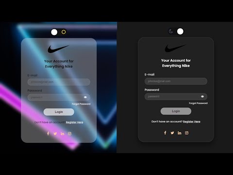 How to make a login page using Glassmorphism (DARK mode / Light Mode)  in HTML and CSS | CSS Design
