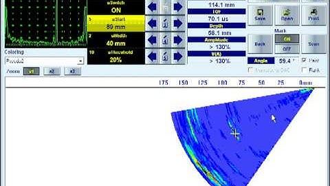 Phased Array Ultrasonic NDT Inspection - ISonic 2009 UPA Scope - Sector Scan Shear Wave