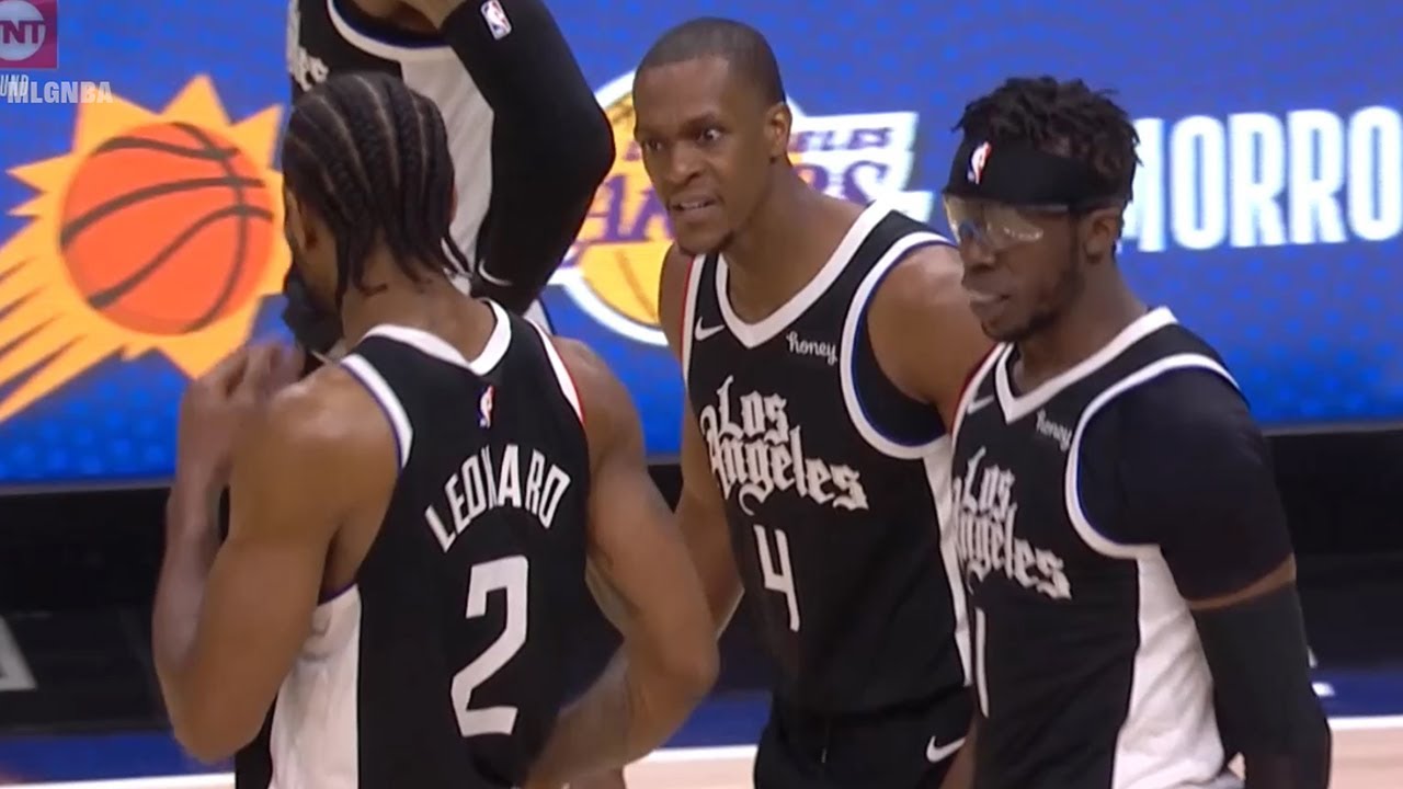 LA Clippers guard Rajon Rondo (4) reacts against the Detroit