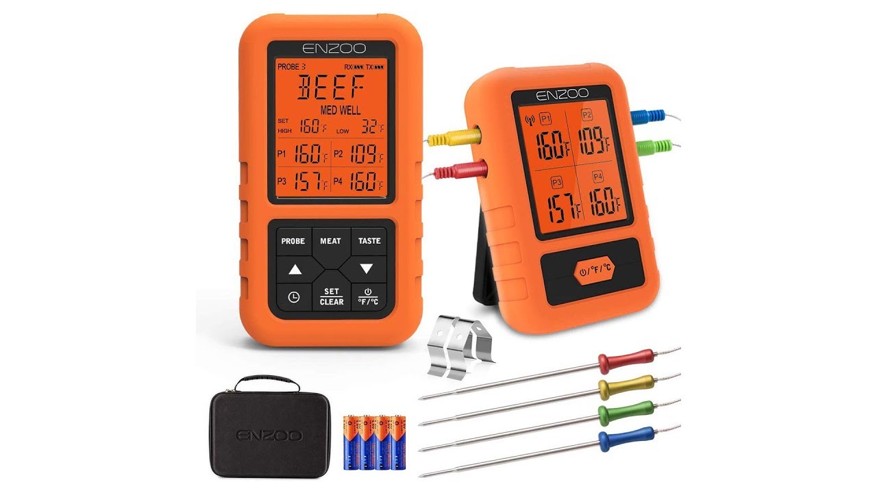 New Enzoo Extended (500 Feet) Range Wireless BBQ Meat Thermometer With 4  Probes
