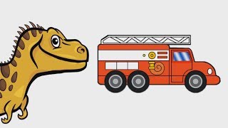 Машинки и динозаврик - Развивающий мультик - Полицейская машина - Скорая помощь - Пожарная машина