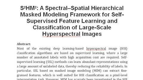 S2HM2 A Spectral–Spatial Hierarchical Masked Modeling Framework for Self Supervised Feature Learning