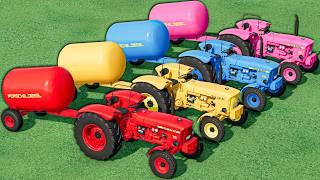 MINI TRACTOR OF COLORS - TANKER vs LONG TRUCKS ! Color Works !  Farming Simulator 22