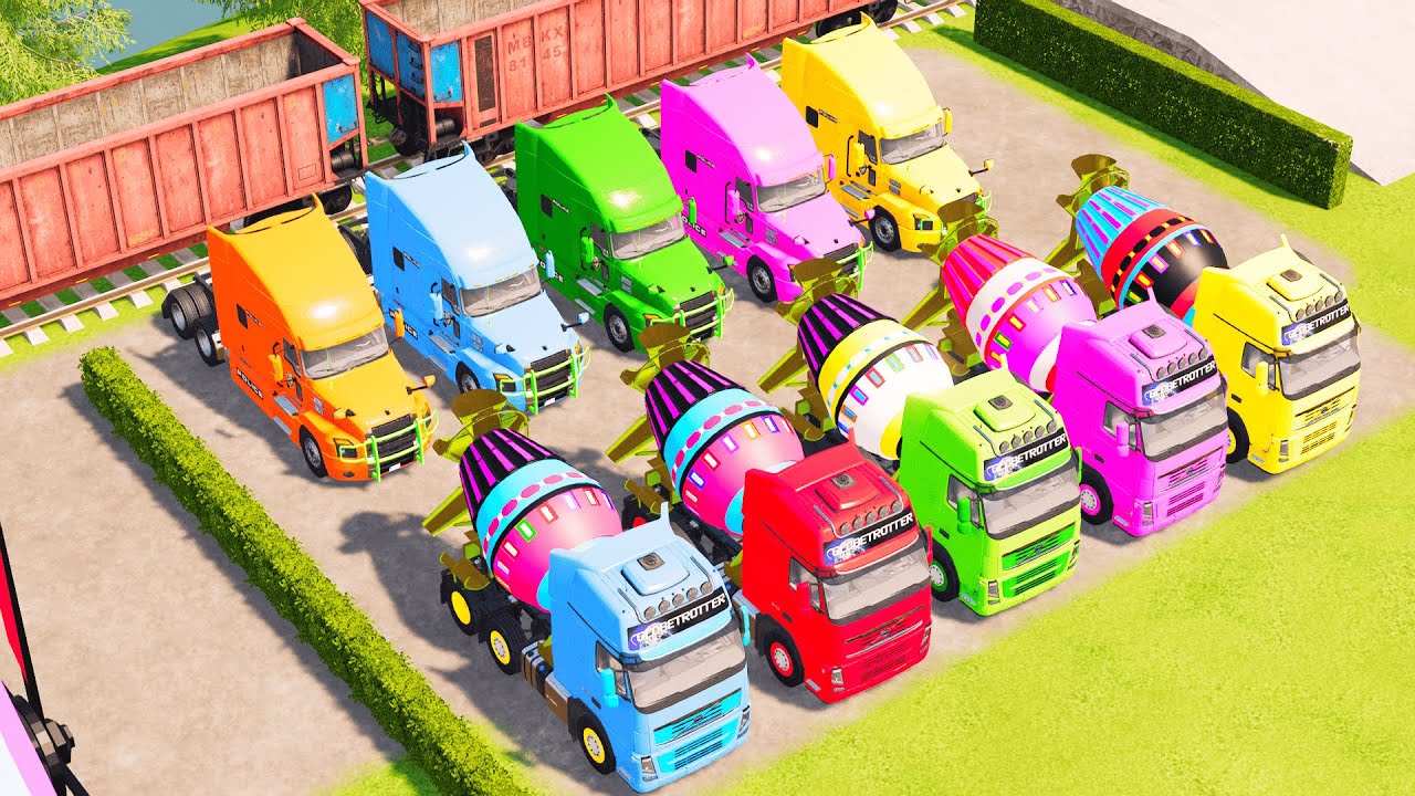 TRANSPORTING POLICE CARS, AMBULANCE, FIRE TRUCK & COLORFUL CARS WITH TRUCK!  FS22 #26