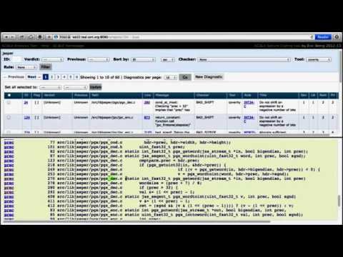 Source Code Analysis Laboratory (SCALe) Demo: Web UI Code
