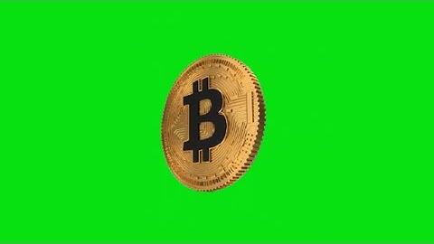 Bitcoin 3D Rotation Animation Green Screen video footage