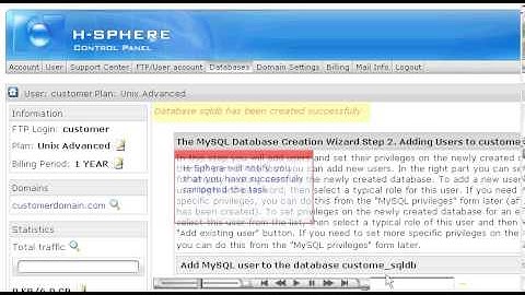 How to create MySQL Database in H-Sphere - Host Department LLC
