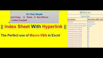 Create Excel Index Sheet with Hyperlinks/Table of Contents by simply copy/paste.