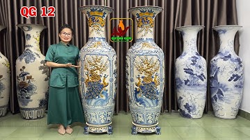 MUA 1 ĐƯỢC 4 - Cặp Lộc Bình Tứ Cảnh Đắp Nổi Men Rạn Bát Tràng Mang Ý Nghĩa Phong Thủy Sâu Sắc