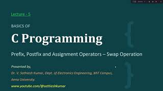 Lecture - 5_Operators - Assignment, Prefix, Postfix - Swap Operation