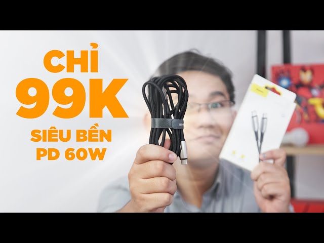 Cáp sạc chỉ 99k: hỗ trợ sạc PD 60W, siêu bền, hỗ trợ Macbook