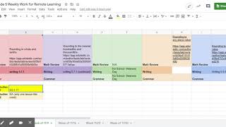 Grade 5 Weekly Work for Remote Learning - Google Sheets