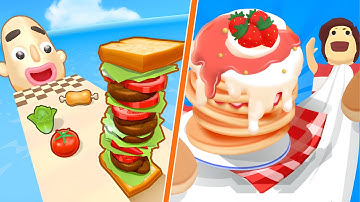 💛💚 Pancake Run VS Sandwich Runner All Levels Gameplay Walkthrough 4K