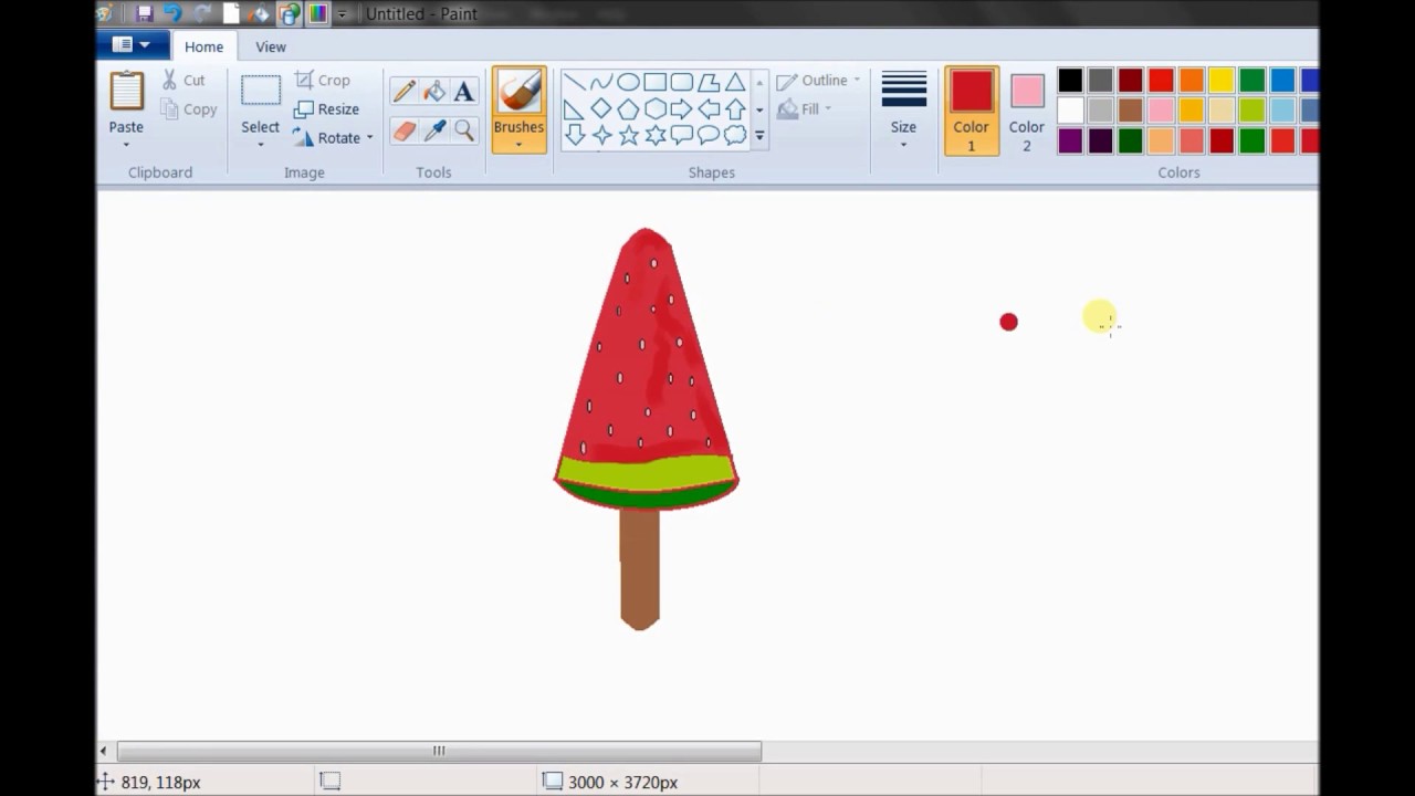 How To Draw Watermelon Ice Cream Stick In Ms Paint Math Lessons Watermelon Ice Cream Painting