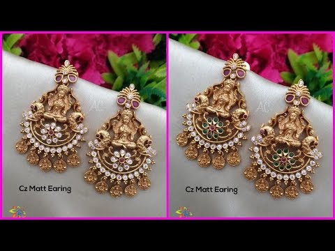 1 Gram Gold Earrings Buy Online || Cz Studs And Cz Matte Finish Jhumkas With Price