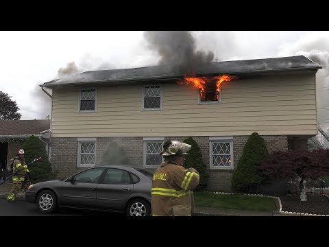 Early Video: Firefighters make attack on this house fire in Whitehall, Pennsylvania