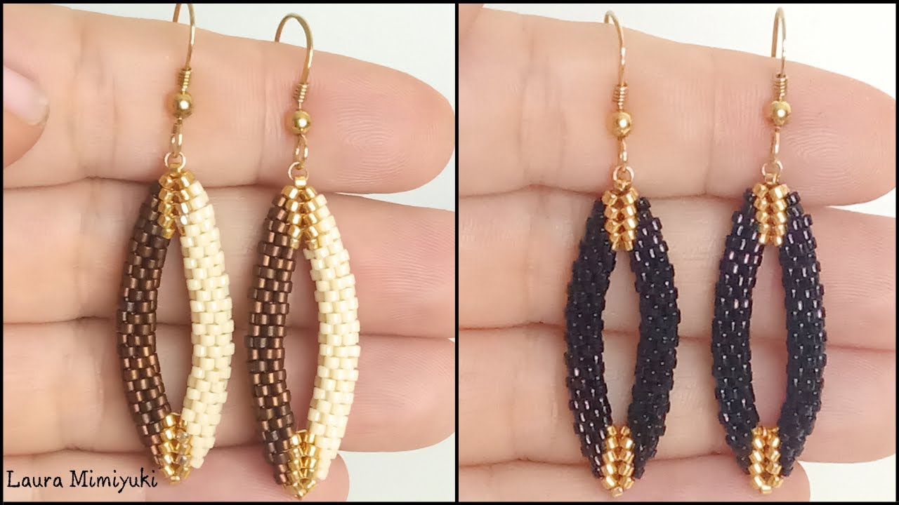 Óvalo 3D miyuki / Pendientes ovalados peyote