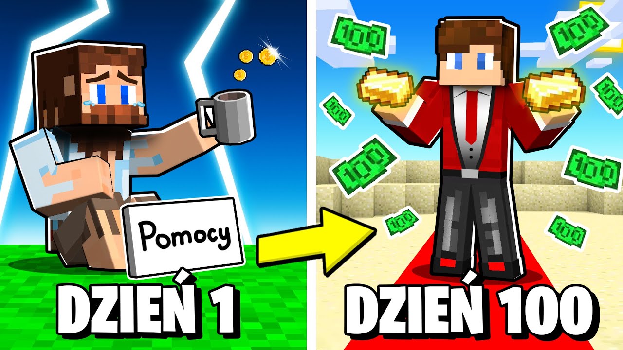 PRZEŻYŁEM 100 DNI jako MILIONER w Minecraft!