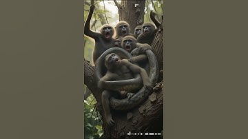Snake has wrapped itself around the monkeys #Python #snakevideo #youtubshurt #varalvideo #animals
