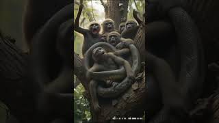 Snake has wrapped itself around the monkeys #Python #snakevideo #youtubshurt #varalvideo #animals
