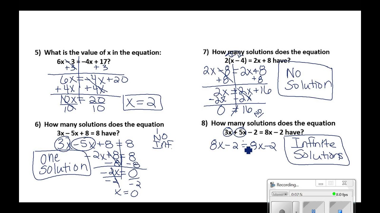 #7 Equations and Number of Solutions - YouTube