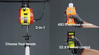 SucceBuy 2-in-1 Electric Hoist 1100 lbs 1800W Wired/Wireless Portab