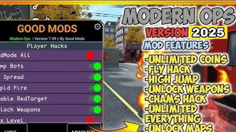 Modern Ops Mod Menu Version 9.66 ( Unlimited All Coins, Levels, Unlock Weapons, Dump AI, Chams,😱😱)