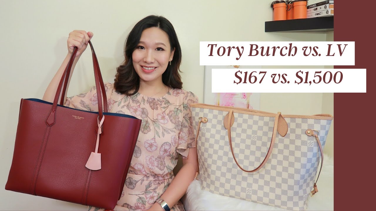 TORY BURCH PERRY TOTE VS. LV NEVERFULL👜WORK TOTE REVIEW & COMPARISON: WHAT  FITS, MOD SHOTS💻通勤托特包测评 