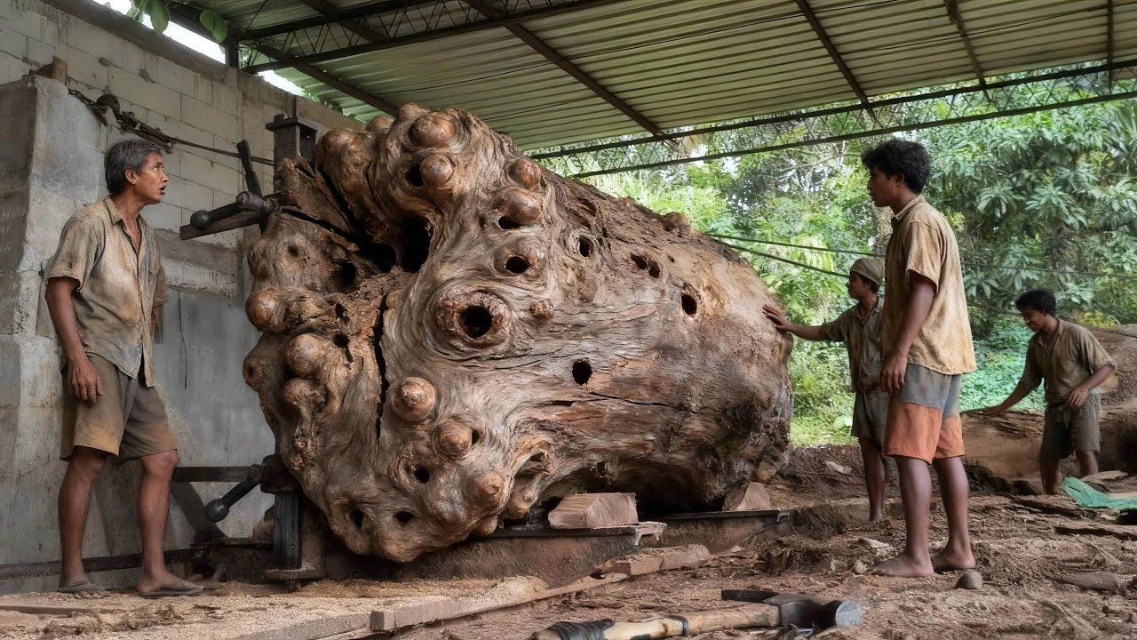 FULL OF DRAMATICITY‼️SAWING A SUPER THREMBESI TREE FROM AUSTRALIA I ...
