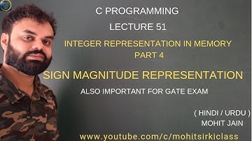 C PROGRAMMING LECTURE 51 (HINDI/URDU)  SIGN MAGNITUDE REPRESENTATION BY MOHIT JAIN