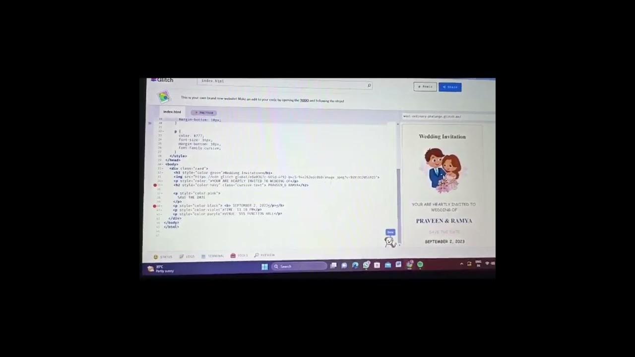 Creating a wedding invitation using Html and css - YouTube