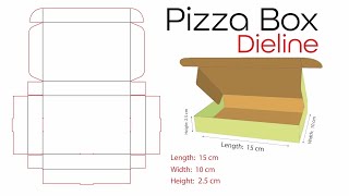 Pizza Box Dieline - Paper Board 350 gsm - Adobe Illustrator Packaging