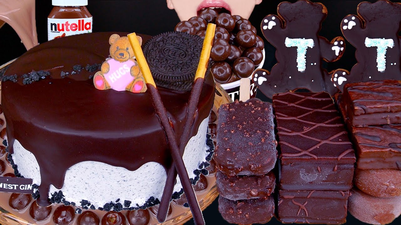 ASMR OREO CAKE MALTESERS HERSHEY'S CHOCOLATE ICE CREAM NUTELLA DESSERT MUKBANG 먹방 咀嚼音 EATING SOUNDS